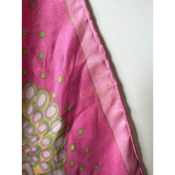 Vintage Silk Scarf, Nordstrom, Pink, Print Geometric Retro, Psychedelic - Picture 6 of 7